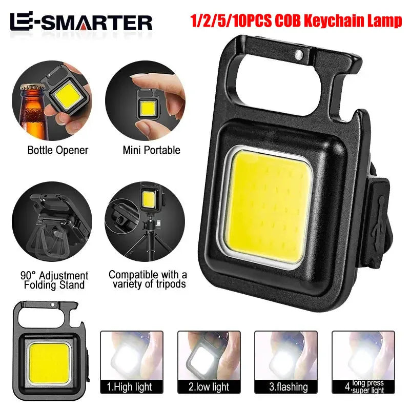 High-Performance Mini COB Flashlight Keychain Lamp - 4 Versatile Lighting Modes, Waterproof EDC Torch for Outdoor Adventures, Emergencies, Camping, and Fishing