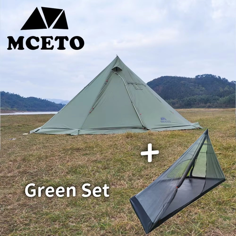 Premium 5M Oversized Pyramid Tent with Snow Skirt & Chimney Jacket - Ultimate Outdoor Shelter for Camping and Hiking