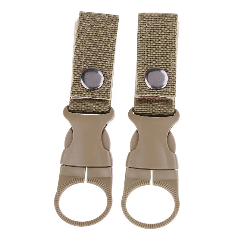 Set of 2 Premium Multifunctional Water Bottle Holders with Durable Carabiner Clips for Belts and Backpacks - Lightweight Nylon Webbing Buckle Hooks
