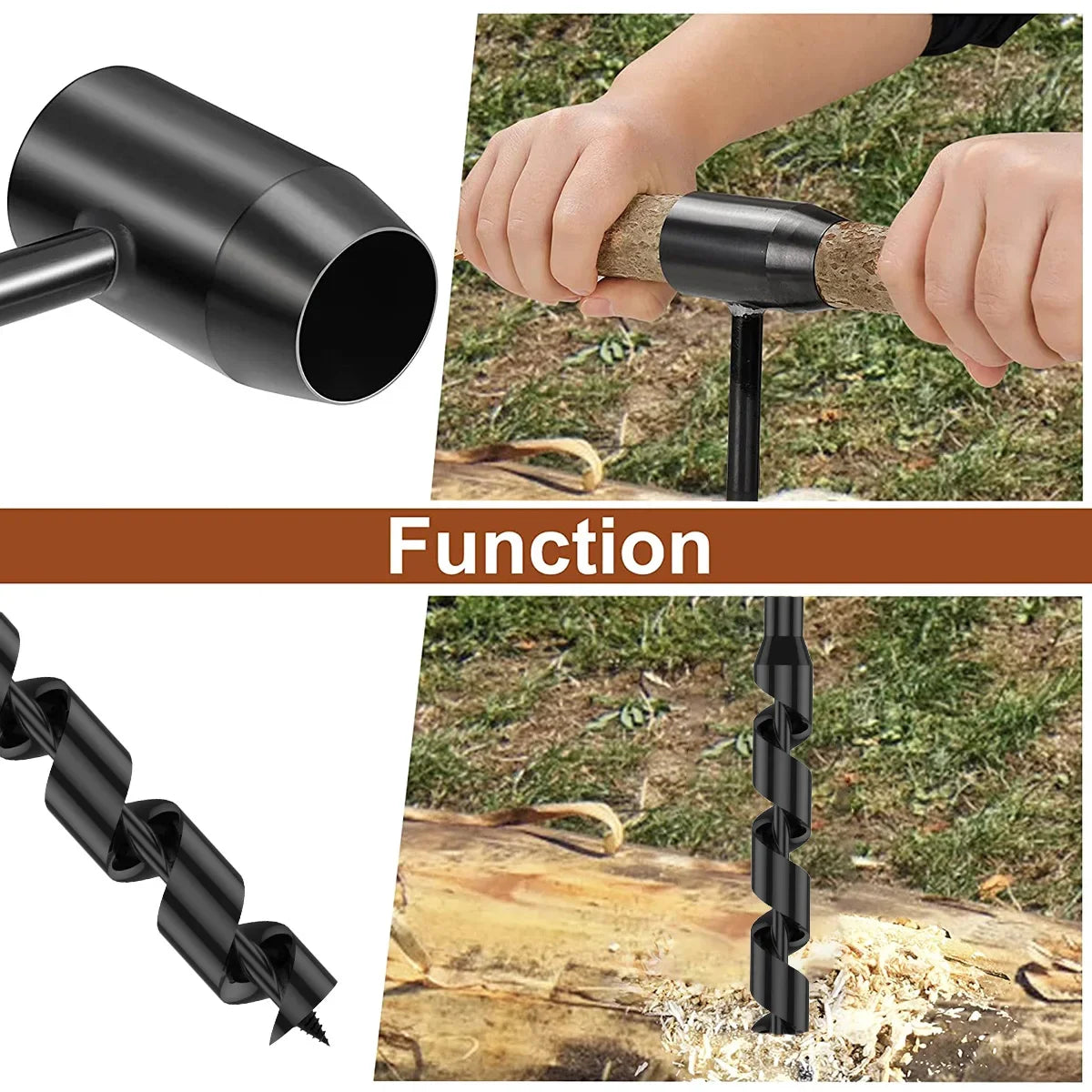 Bushcraft Carbon Steel Portable Hand Drill: The Ultimate Survival Auger and Self-Tapping Wood Punch Tool for Outdoor and DIY Enthusiasts