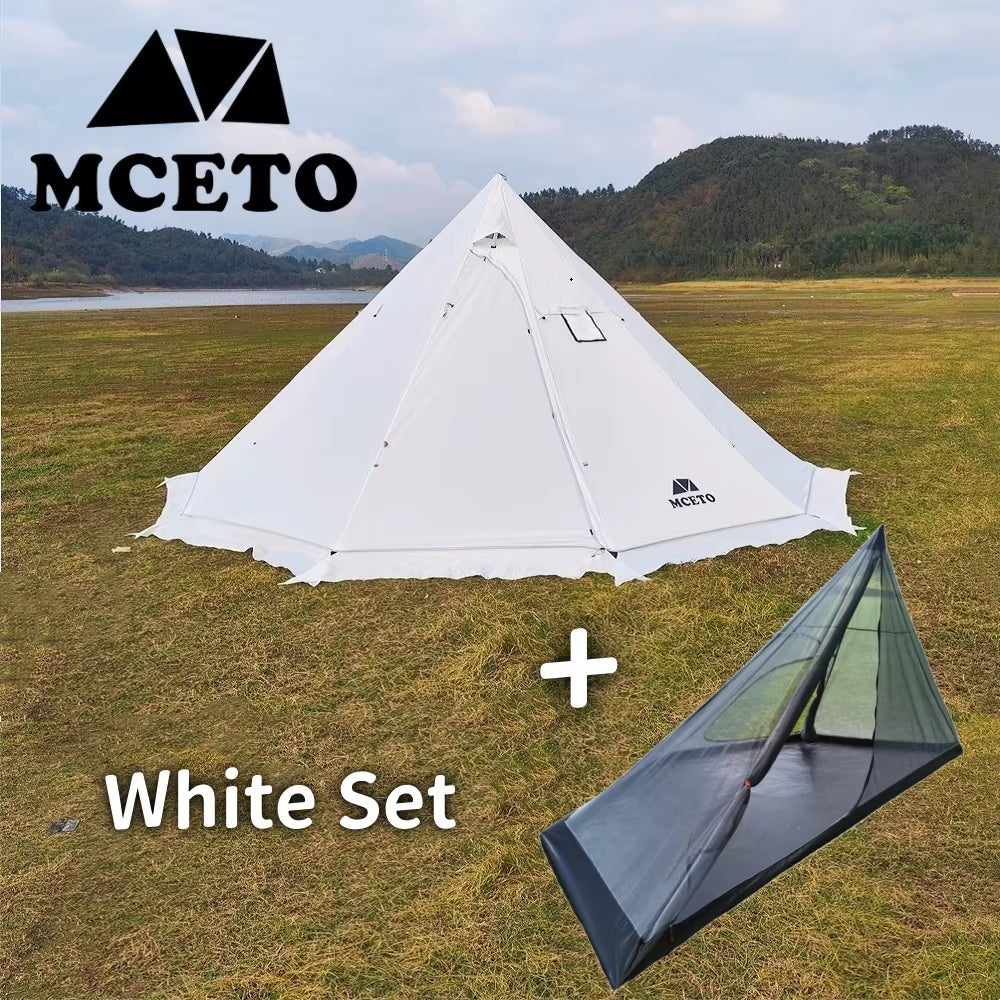 Premium 5M Oversized Pyramid Tent with Snow Skirt & Chimney Jacket - Ultimate Outdoor Shelter for Camping and Hiking