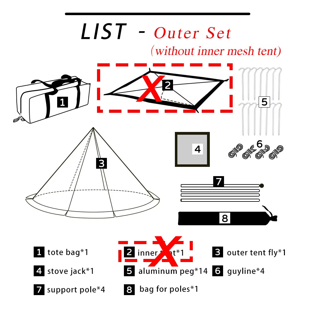 Premium Waterproof Flame-Retardant Teepee Tent for One - Perfect Winter Shelter with Snow Skirt