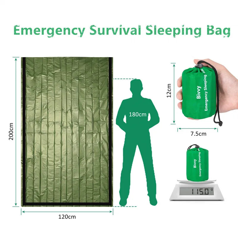 Emergency Thermal Bivy Sleeping Bag - Waterproof Mylar Survival Blanket for Outdoor Adventures and Emergency Preparedness