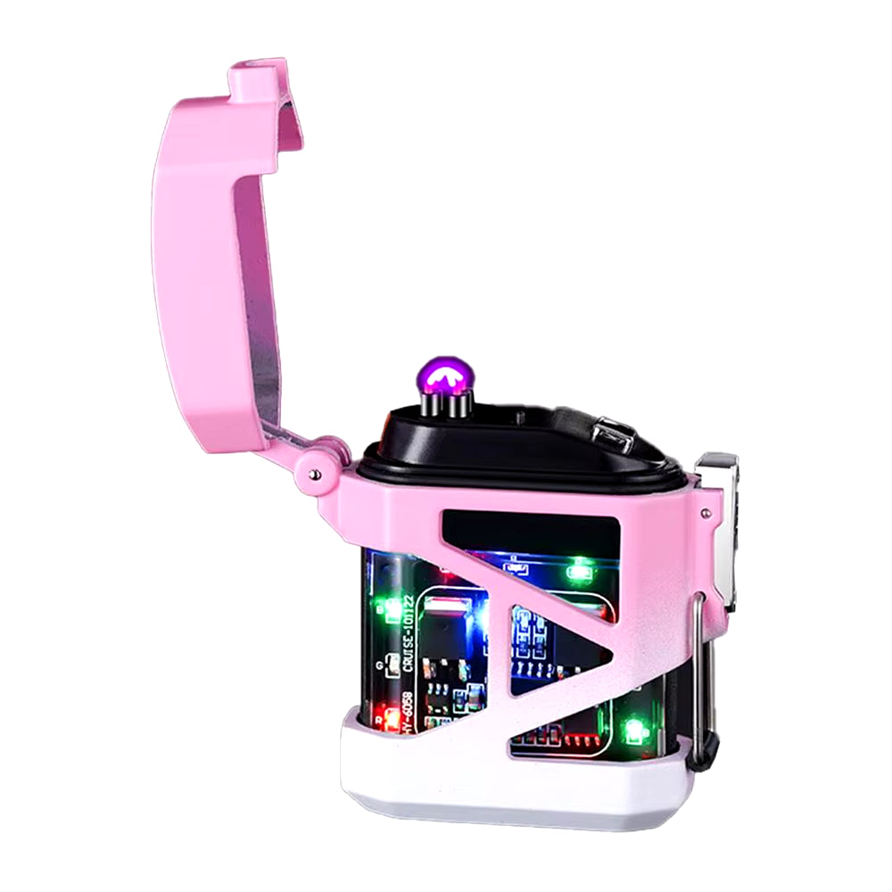 Transparent Dual Arc Plasma Waterproof Lighter Watch with Rechargeable USB Flashlight - Flameless and Windproof for Outdoor Camping