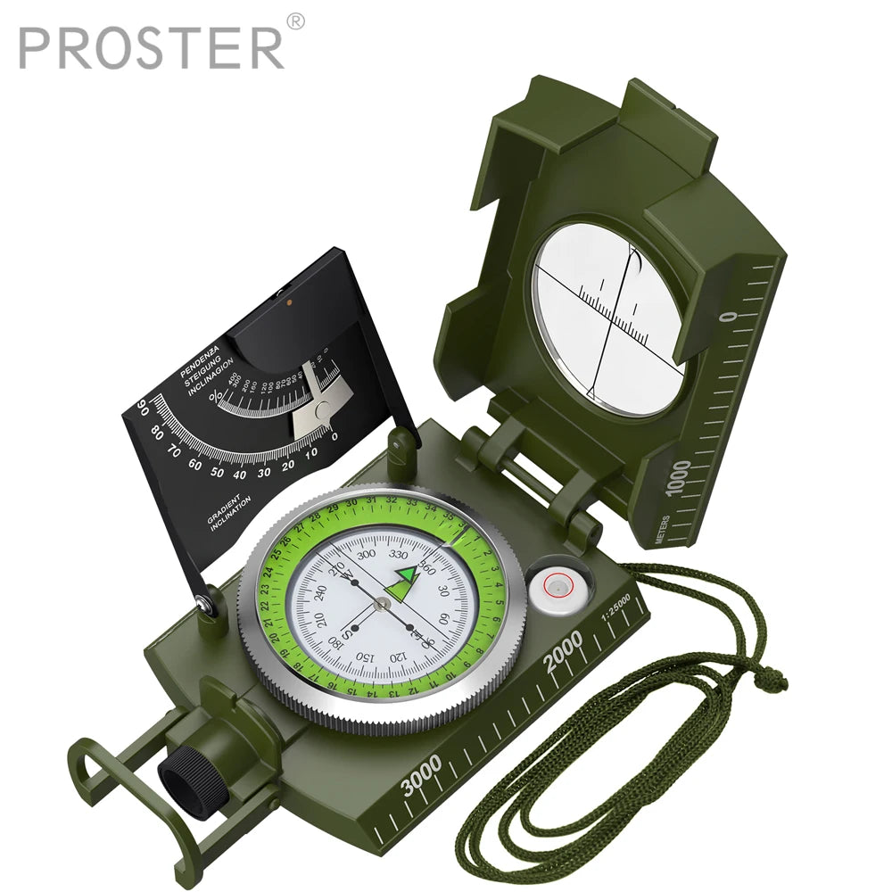 Proster Waterproof Outdoor Camping Compass - Rugged Camouflage Clinometer for Precision Navigation in Hunting and Hiking Adventures