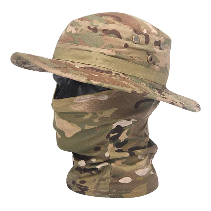 Camouflage Boonie Cap & Balaclava Set - Premium Foldable Wide Brim Hat for Ultimate Outdoor Sun Protection