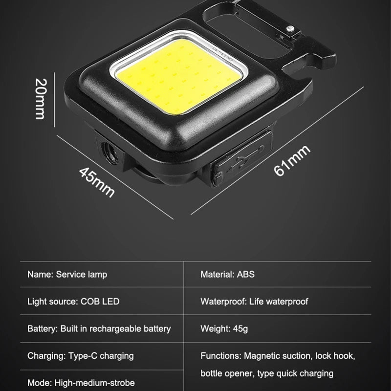 High-Performance Mini COB Flashlight Keychain Lamp - 4 Versatile Lighting Modes, Waterproof EDC Torch for Outdoor Adventures, Emergencies, Camping, and Fishing
