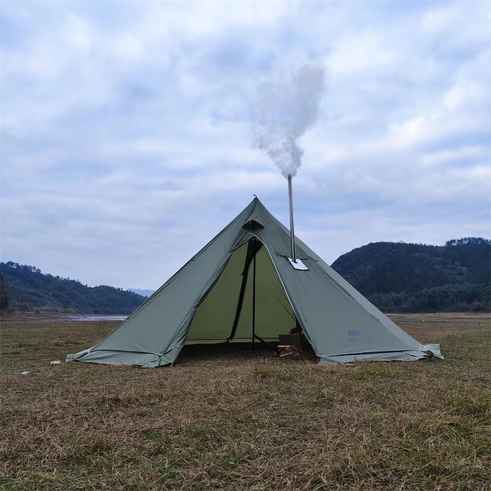 Premium 5M Oversized Pyramid Tent with Snow Skirt & Chimney Jacket - Ultimate Outdoor Shelter for Camping and Hiking
