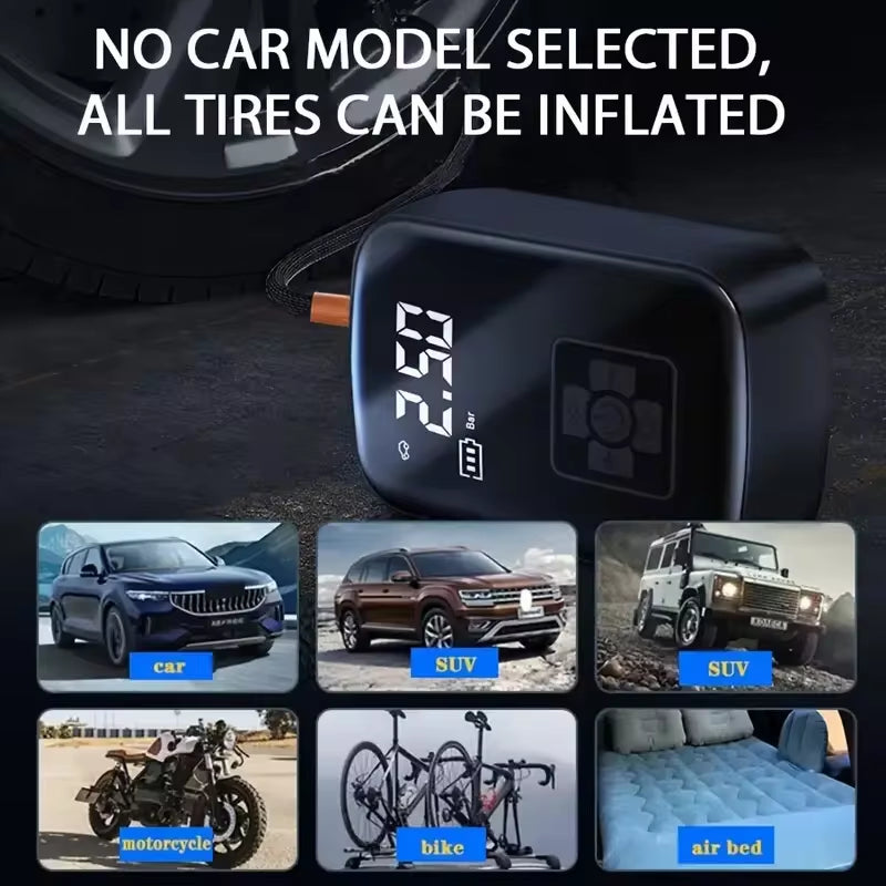 High-Performance Wireless Car Air Compressor: The Ultimate Electric Tire Inflator for Motorcycles, Bicycles, Boats, and More