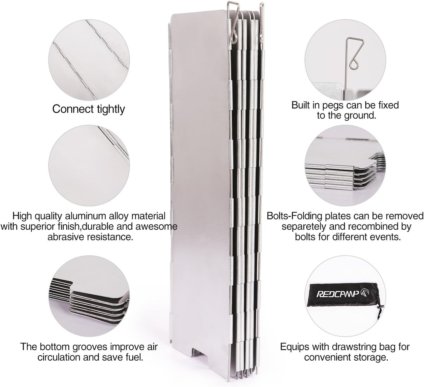 Premium Lightweight Aluminum Folding Outdoor Stove Windscreen - 10-Plate Versatile Camping Shield with Carrying Bag for Butane and Wood Burners