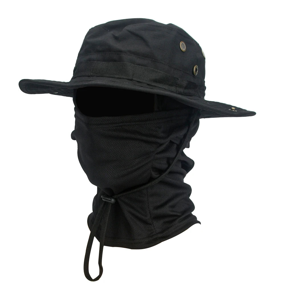 Camouflage Boonie Cap & Balaclava Set - Premium Foldable Wide Brim Hat for Ultimate Outdoor Sun Protection
