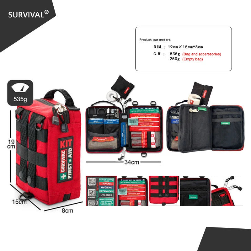 All-Weather Waterproof First Aid Kit for Outdoor Enthusiasts – Essential Medical Supplies for Hiking, Camping, Cycling, and Travel