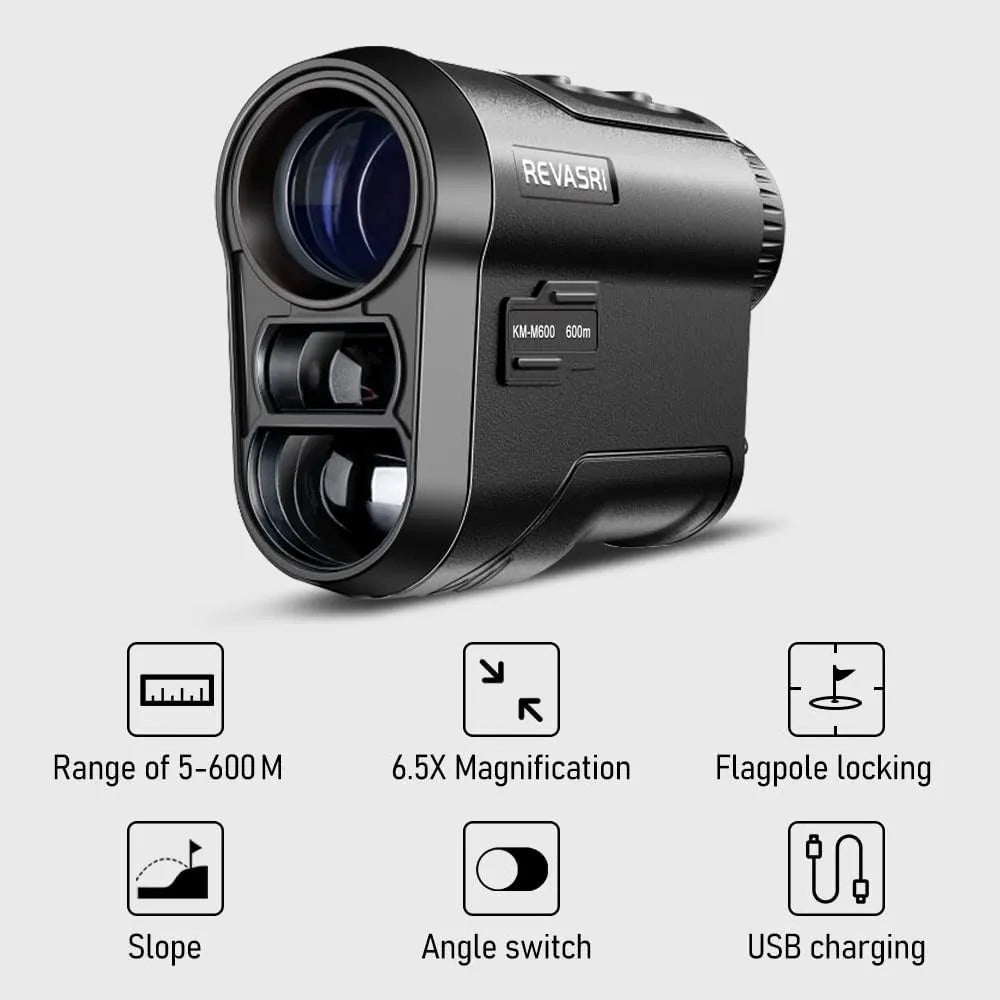 600M Golf Laser Rangefinder with Slope Compensation, Flagpole Lock, Vibration Alerts, and USB Rechargeable Feature for Accurate Golf Measurements