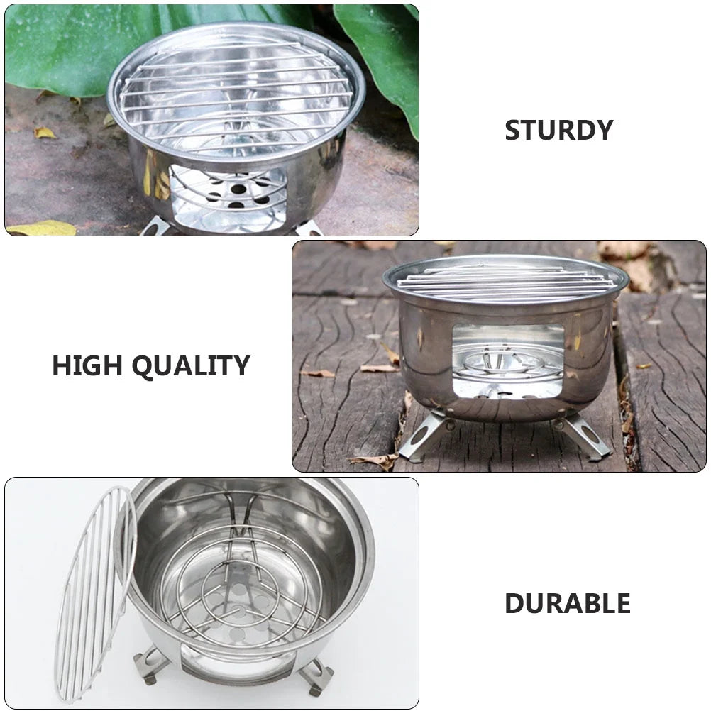 Premium Portable Stainless Steel Camping Grill Set - Compact and Versatile Barbecue Stove for Outdoor Adventures