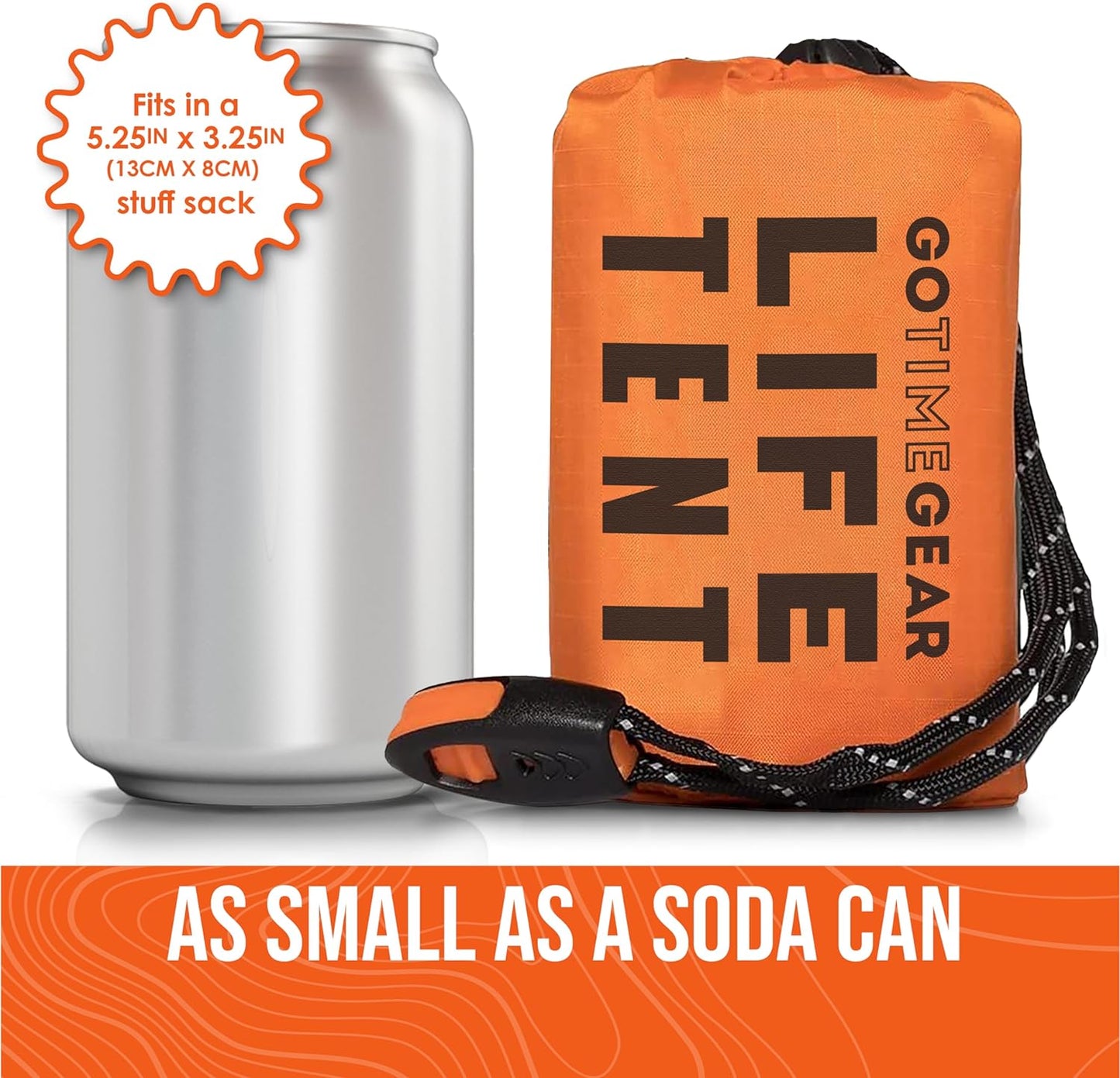 Mylar Emergency Shelter Tube Tent for Two with Paracord - Ultimate All-Weather Survival Solution for Camping and Hiking, Complete with Emergency Whistle