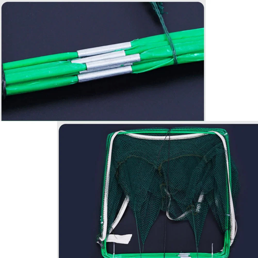 6-Hole Collapsible Fishing Net Trap for Efficient Crayfish, Crab, Shrimp, and Eel Capture