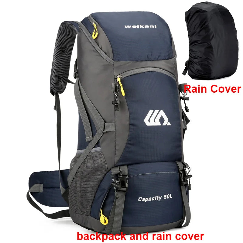 50L Waterproof Travel Backpack for Men and Women - Versatile Rucksack for Hiking, Camping, and Outdoor Adventures