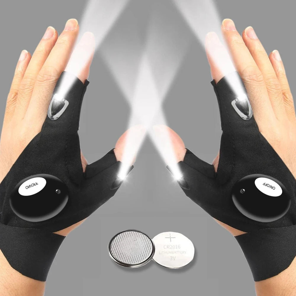 Premium Waterproof LED Fingerless Gloves for Outdoor Activities - Ideal for Night Fishing, Cycling, and Running