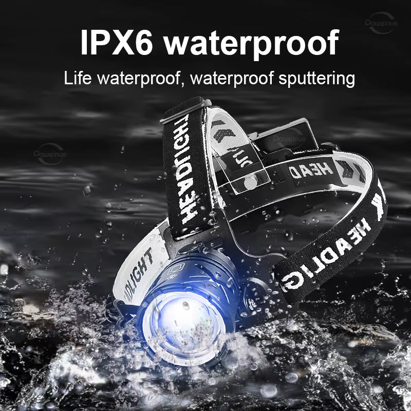 80000LM Ultra Bright Rechargeable XHP360 Headlamp - Perfect for Camping, Fishing, and Outdoor Adventures