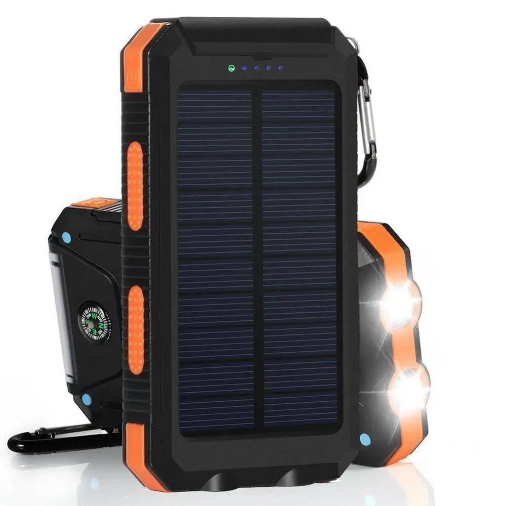 Premium Solar Power Bank Case with Dual USB Ports, SOS Light, Flashlight, and Compass – Your Ultimate Portable Charging Solution for Outdoor Adventures