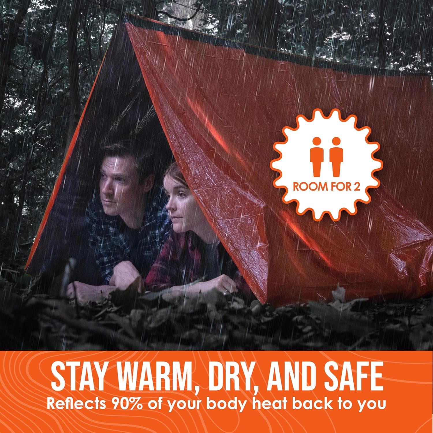 Mylar Emergency Shelter Tube Tent for Two with Paracord - Ultimate All-Weather Survival Solution for Camping and Hiking, Complete with Emergency Whistle