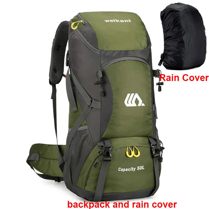 50L Waterproof Travel Backpack for Men and Women - Versatile Rucksack for Hiking, Camping, and Outdoor Adventures