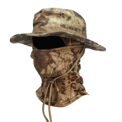 Camouflage Boonie Cap & Balaclava Set - Premium Foldable Wide Brim Hat for Ultimate Outdoor Sun Protection