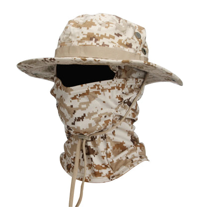 Camouflage Boonie Cap & Balaclava Set - Premium Foldable Wide Brim Hat for Ultimate Outdoor Sun Protection