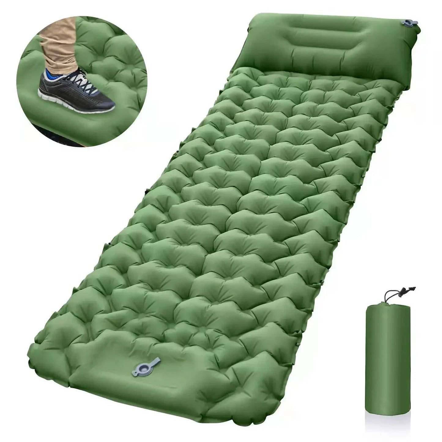 Ultralight Inflatable Camping Sleeping Pad with Integrated Pillows - The Ultimate Portable Travel Mat for Hiking and Trekking Adventures