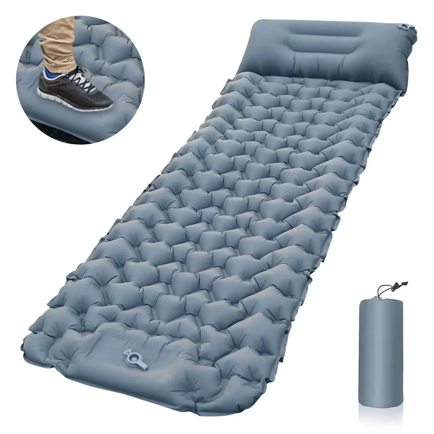 Ultralight Inflatable Camping Sleeping Pad with Integrated Pillows - The Ultimate Portable Travel Mat for Hiking and Trekking Adventures