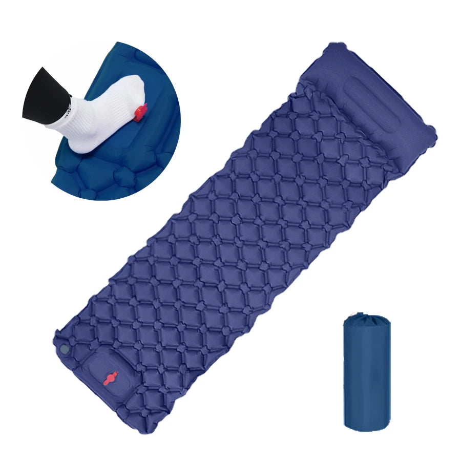 Ultralight Inflatable Camping Sleeping Pad with Integrated Pillows - The Ultimate Portable Travel Mat for Hiking and Trekking Adventures