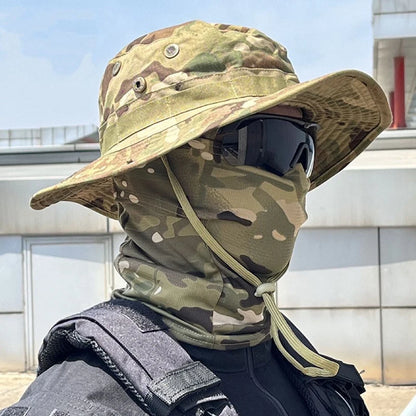 Camouflage Boonie Cap & Balaclava Set - Premium Foldable Wide Brim Hat for Ultimate Outdoor Sun Protection