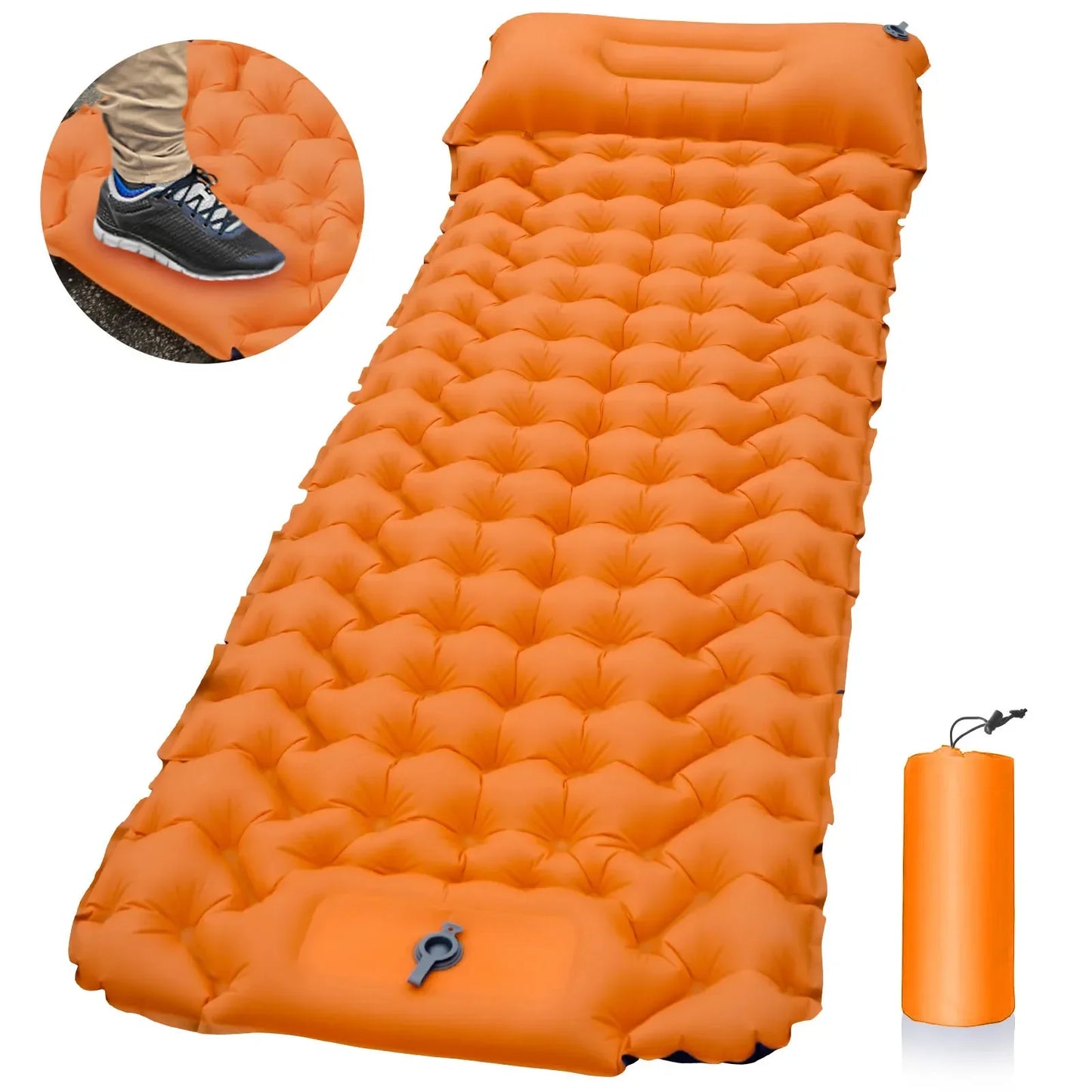 Ultralight Inflatable Camping Sleeping Pad with Integrated Pillows - The Ultimate Portable Travel Mat for Hiking and Trekking Adventures