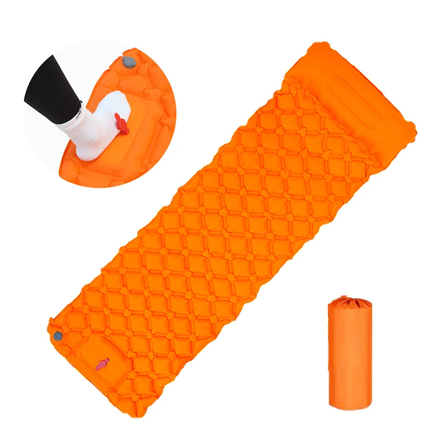 Ultralight Inflatable Camping Sleeping Pad with Integrated Pillows - The Ultimate Portable Travel Mat for Hiking and Trekking Adventures